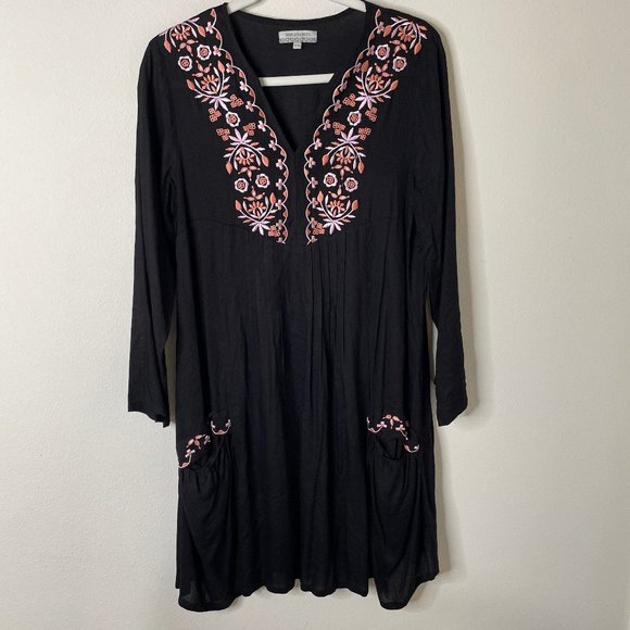 Cost Plus World Market Dresses & Skirts - World Market Floral Embroidered Boho Pleated Flowy